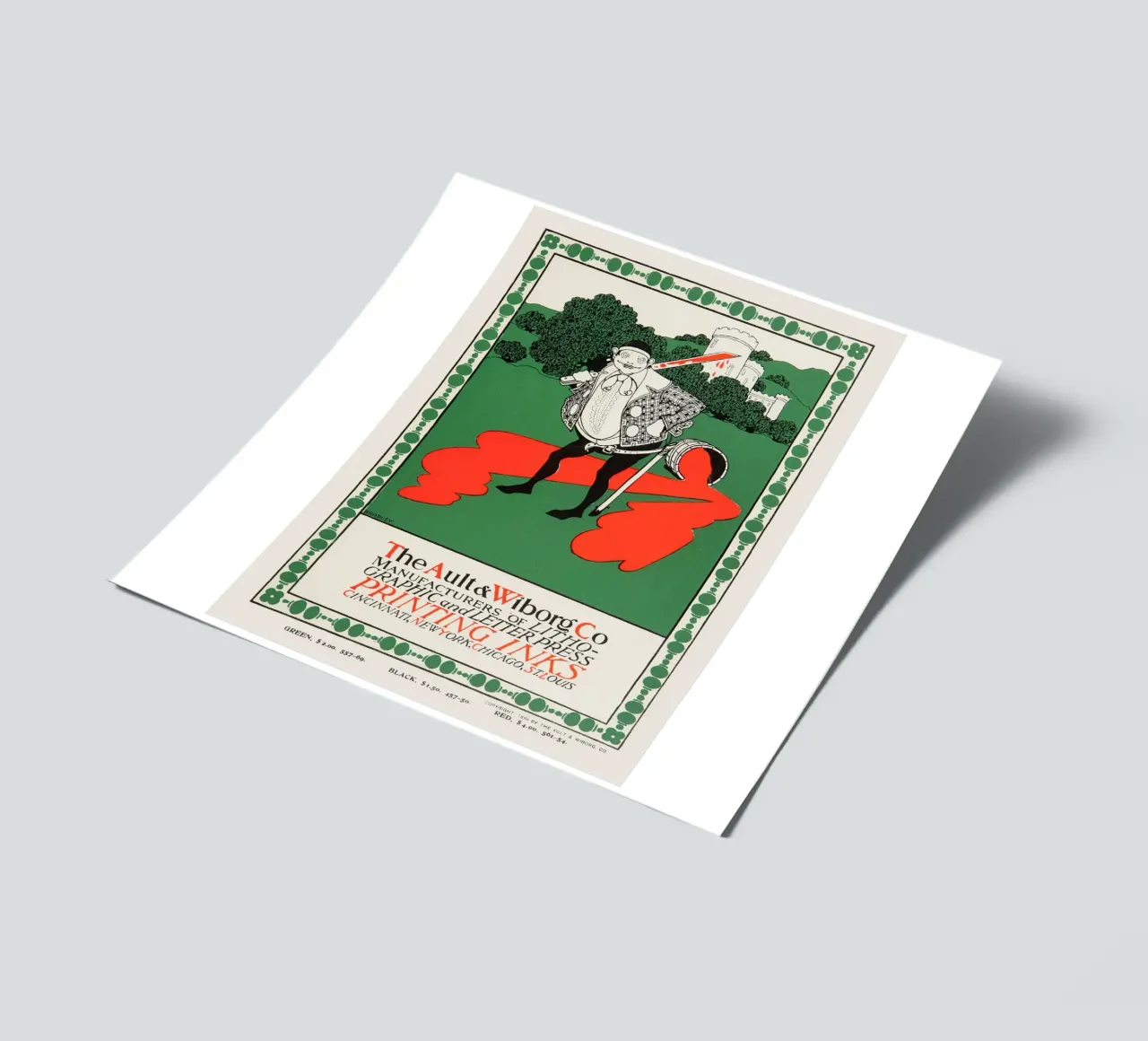 Ault & Wiborg Ad - Bradley's Art Nouveau Printing Ink Design sticker sheet by NorwesClub