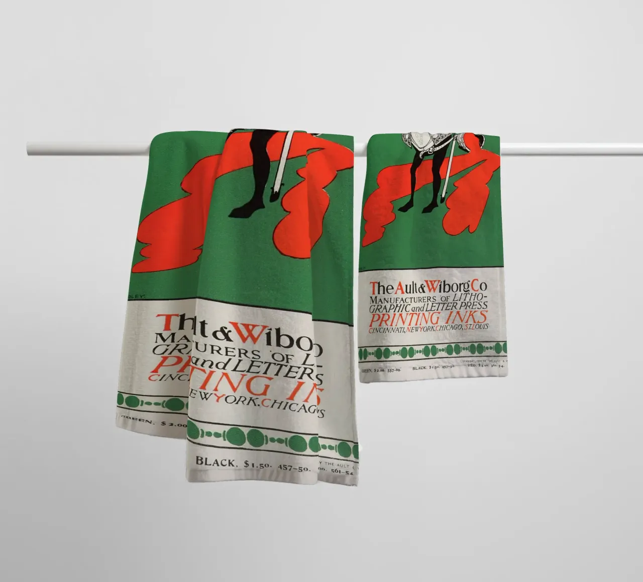 Ault & Wiborg Ad - Bradley's Art Nouveau Printing Ink Design serviette de bain de NorwesClub