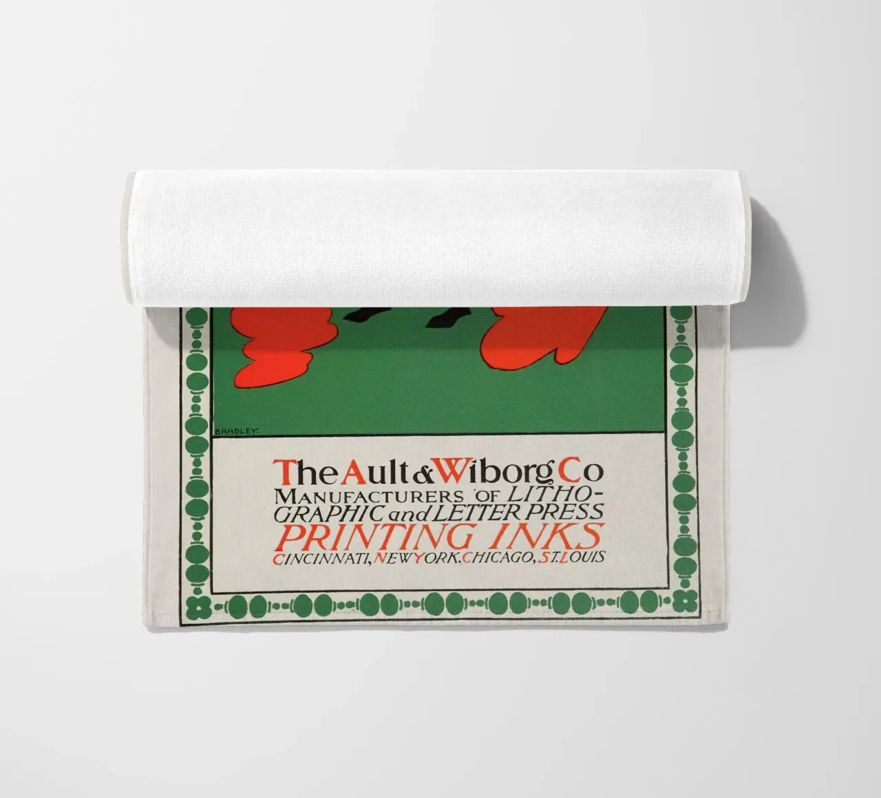 Anuncio de Ault & Wiborg - Bradley's Art Nouveau Printing Ink Design toalla de playa de NorwesClub