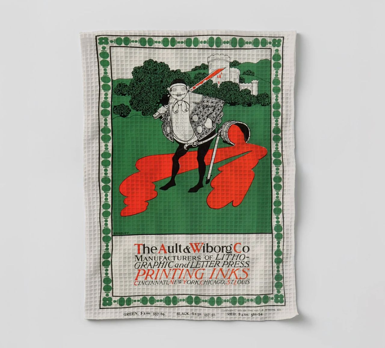 Ault & Wiborg Ad - Bradley's Art Nouveau Printing Ink Design torchon de NorwesClub