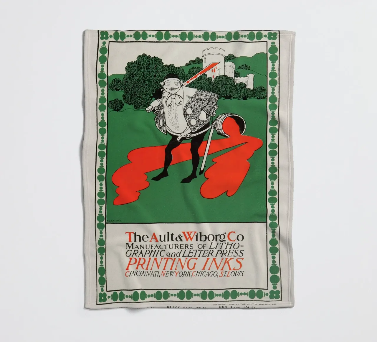Ault & Wiborg Ad - Bradley's Art Nouveau Printing Ink Design fleece blanket by NorwesClub