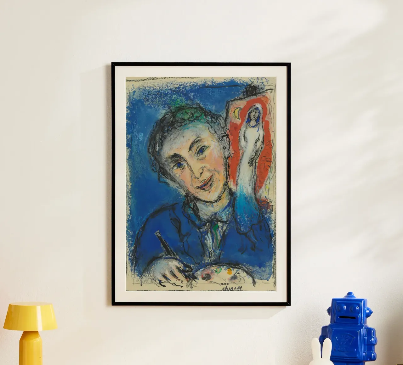 L'autoritratto di Chagall - pittore surrealista e musicista onirico poster con telaio in alluminio da NorwesClub