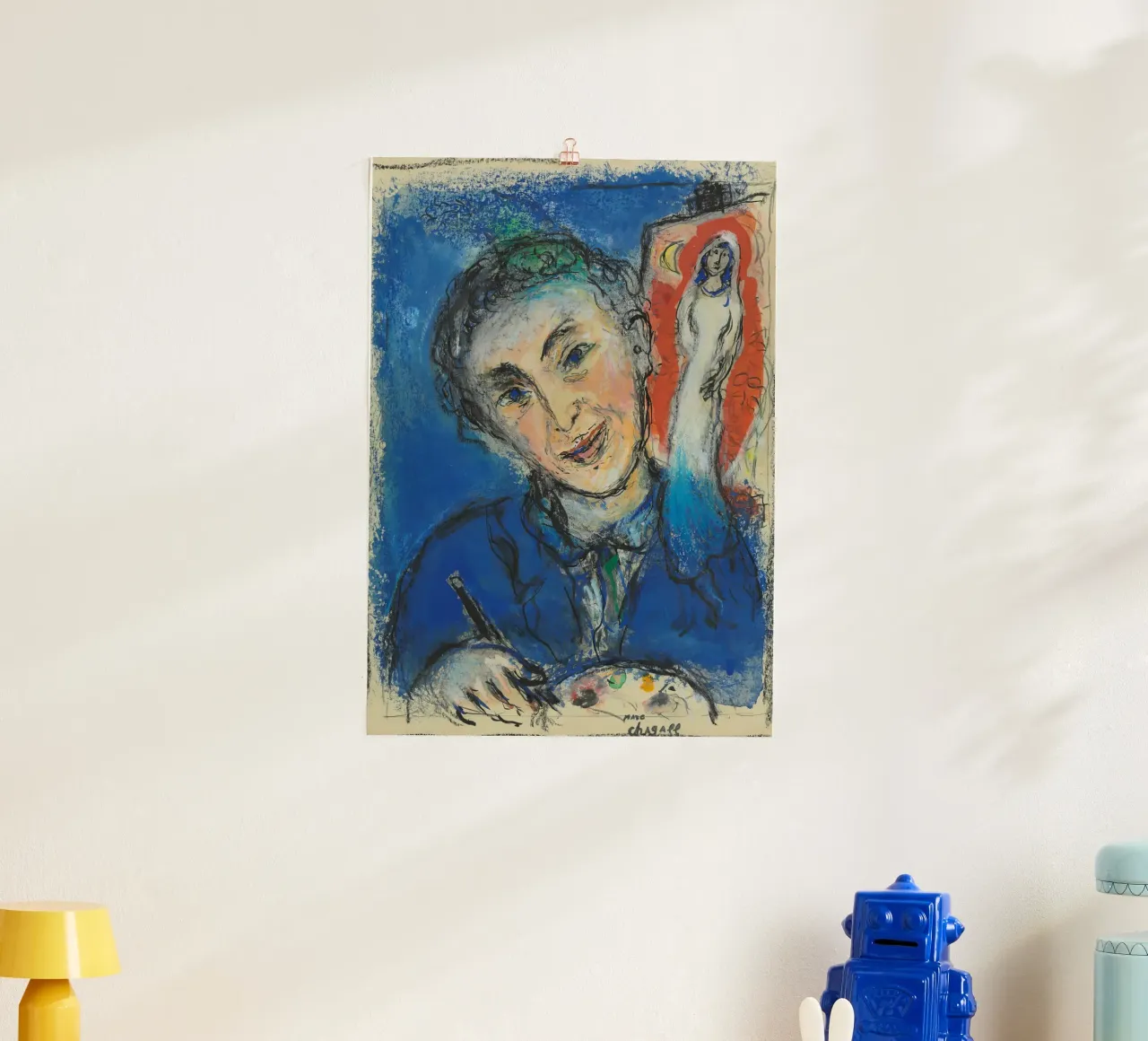 L'autoritratto di Chagall - pittore surrealista e musicista onirico poster con telaio in alluminio da NorwesClub