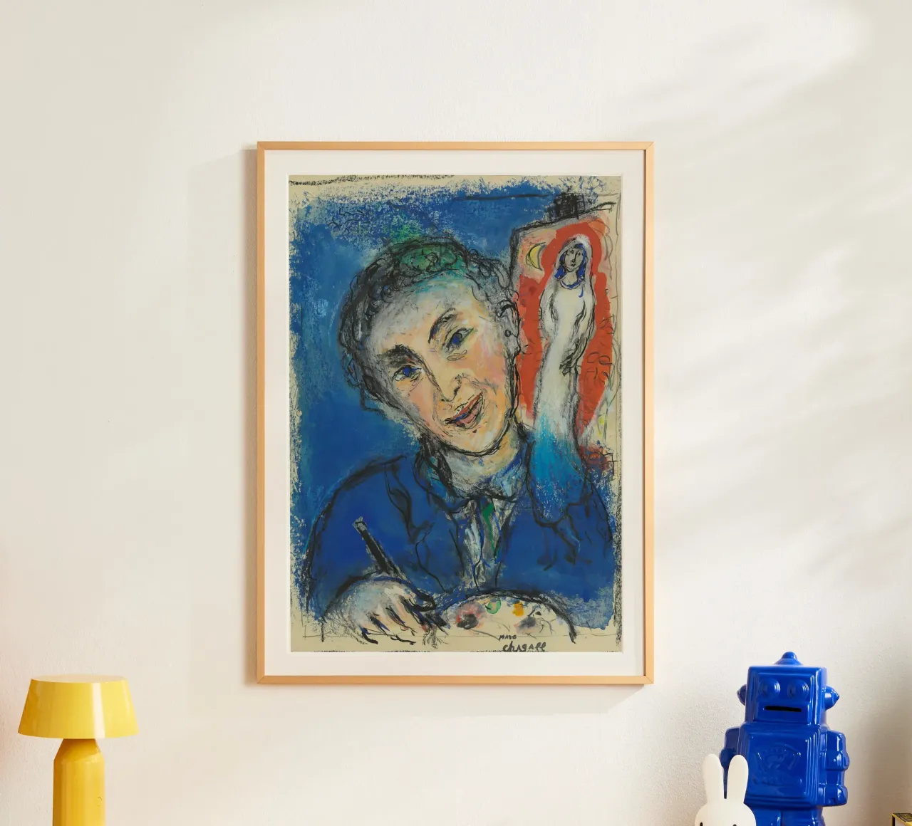 L'autoritratto di Chagall - pittore surrealista e musicista onirico poster con telaio in alluminio da NorwesClub