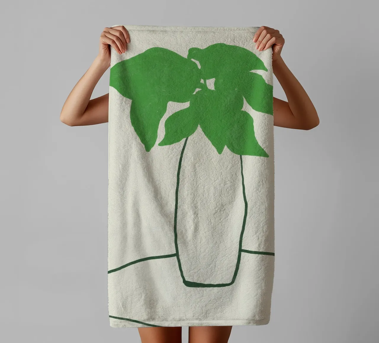 Green leaves on the table towel by Little Dean