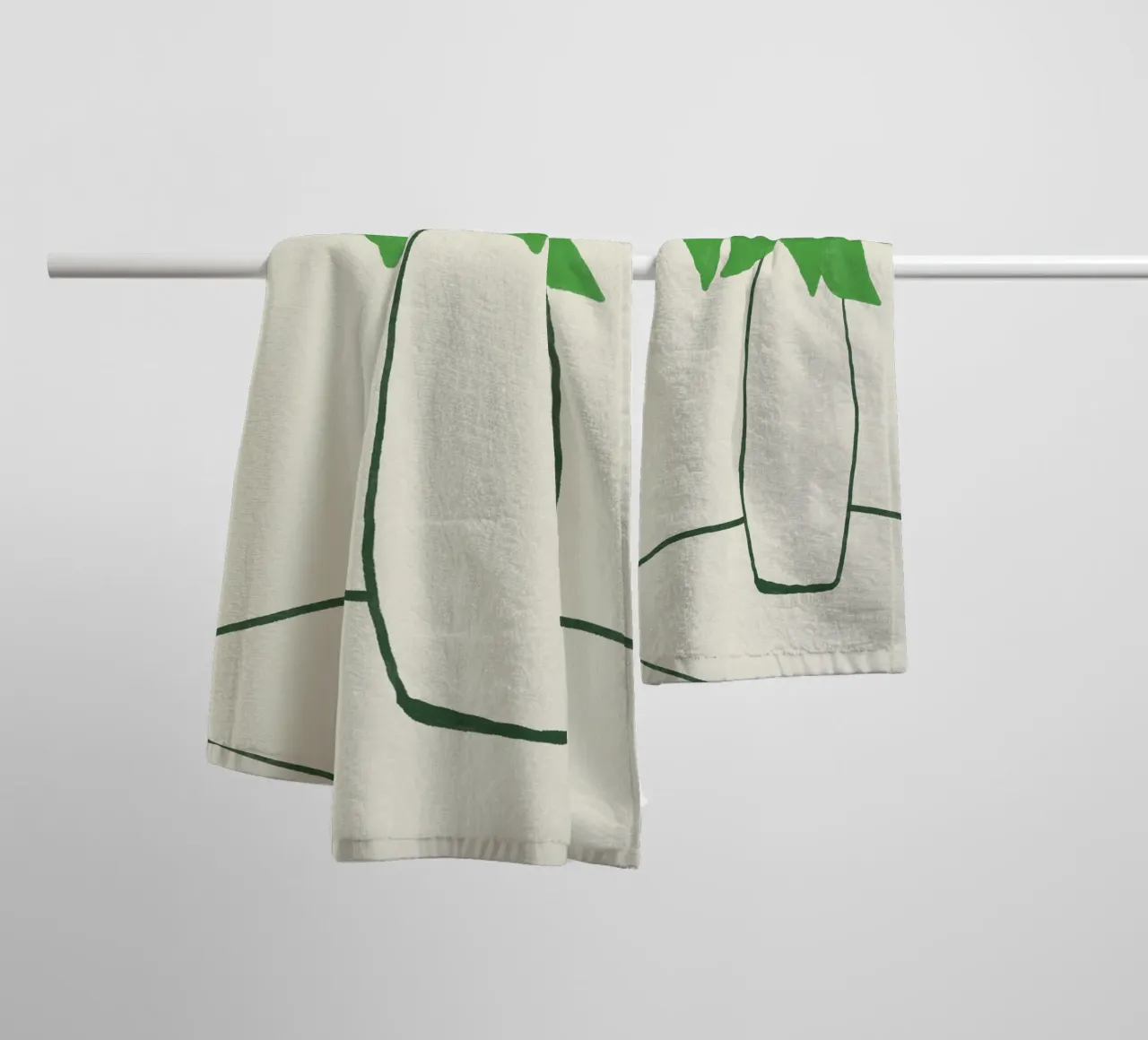 Green leaves on the table towel by Little Dean