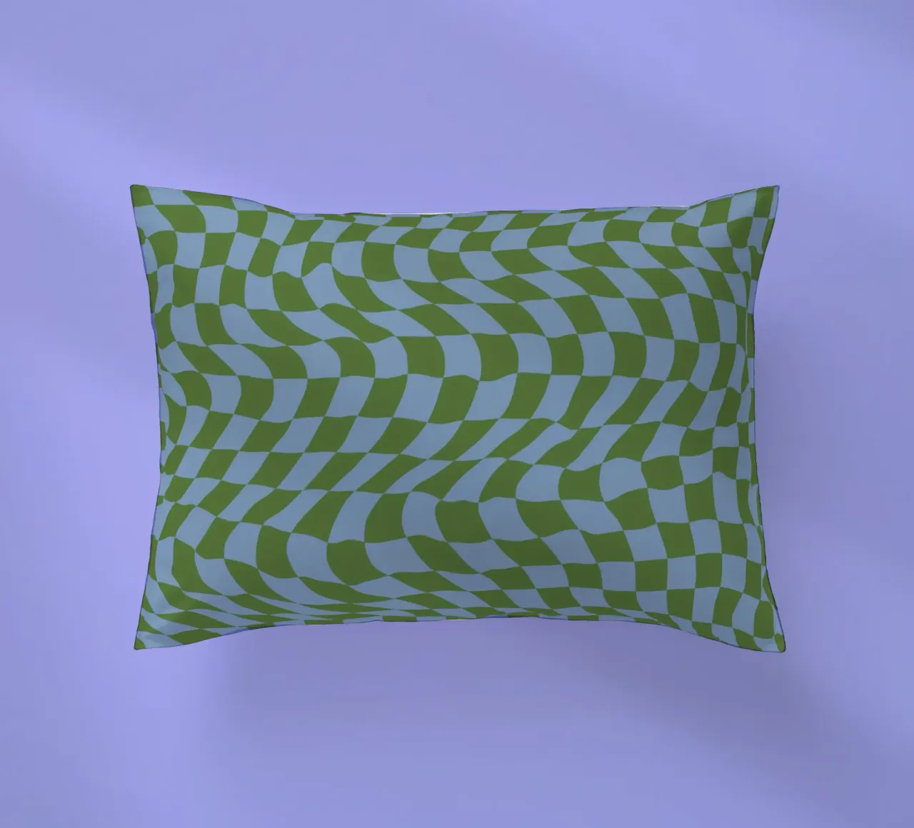 Wavy pattern green blue decorative cushion by Little Dean