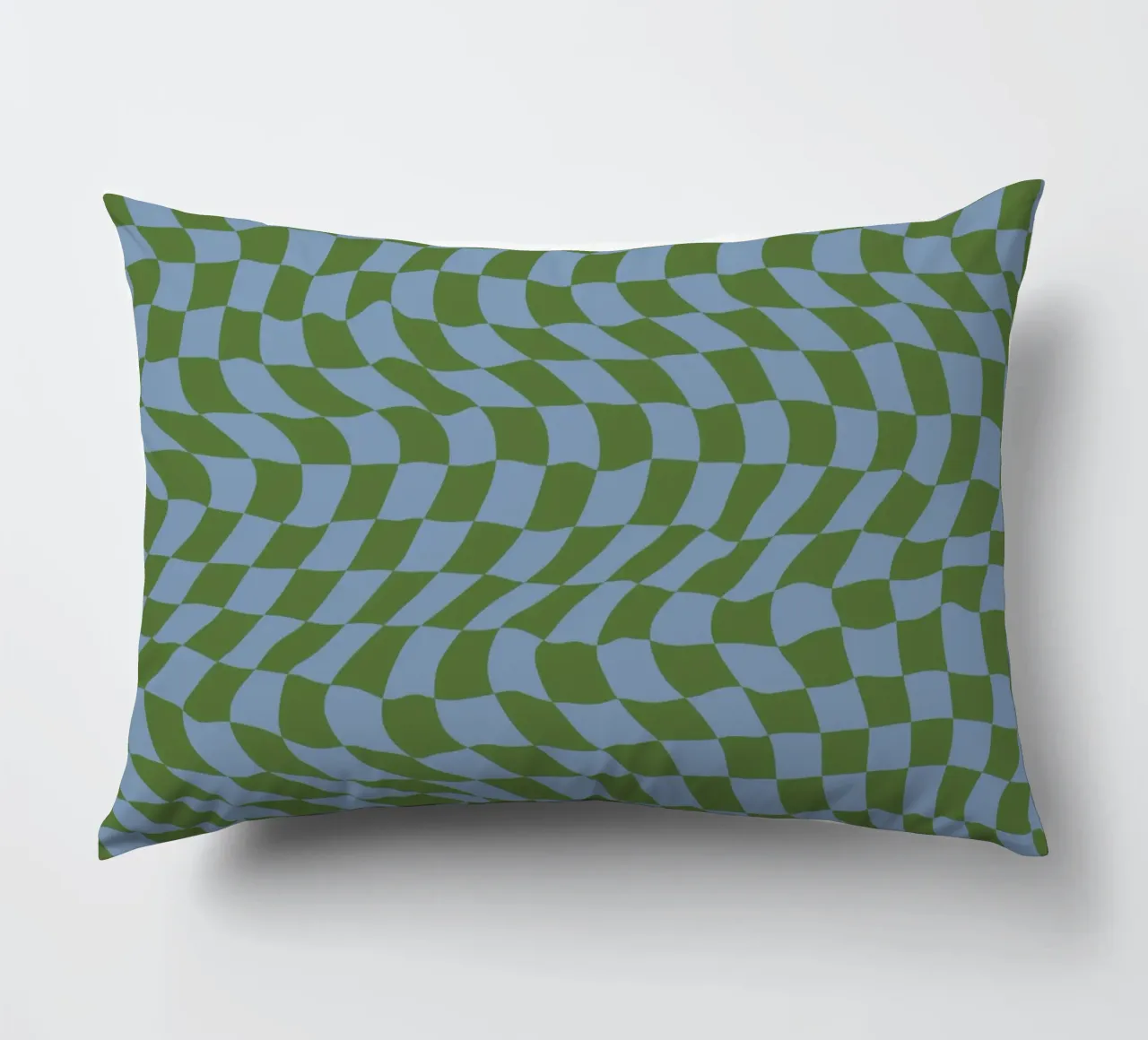Wavy pattern green blue decorative cushion by Little Dean