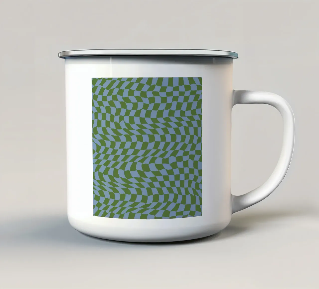 Motif ondulé vert bleu mug en émail de Little Dean