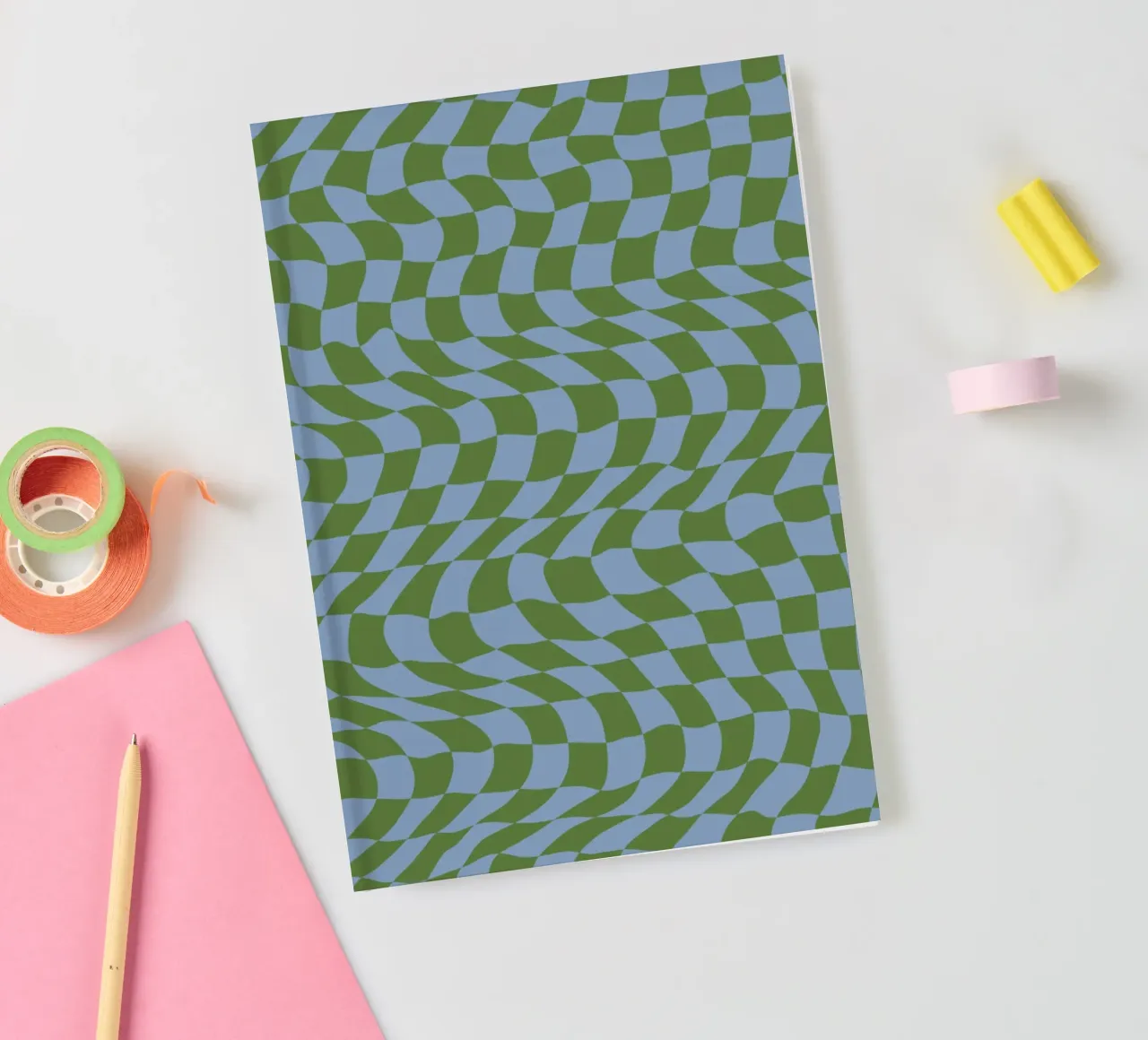 Motif ondulé vert bleu carnet de notes de Little Dean