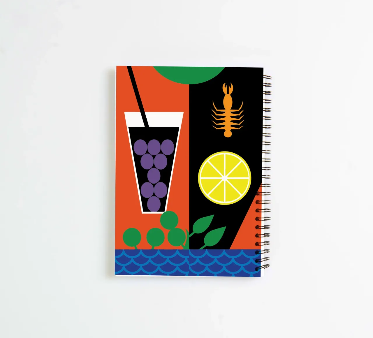 Lemon Shrimp Glass spiral notebook by LOOK DIFFERENT