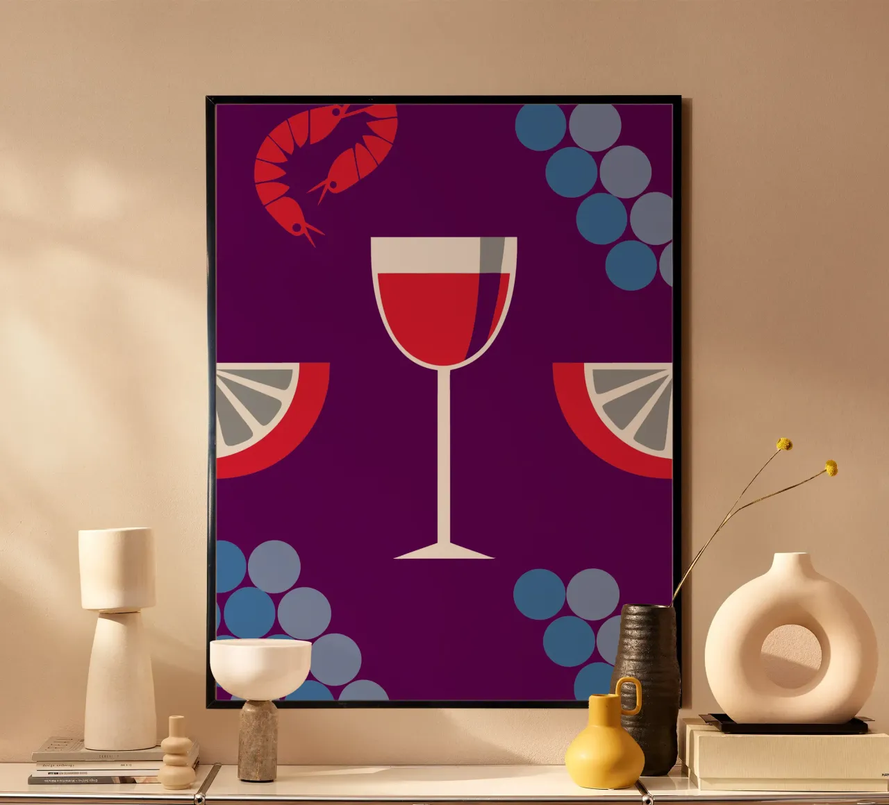 Succo d'uva e limone poster con telaio in legno da LOOK DIFFERENT