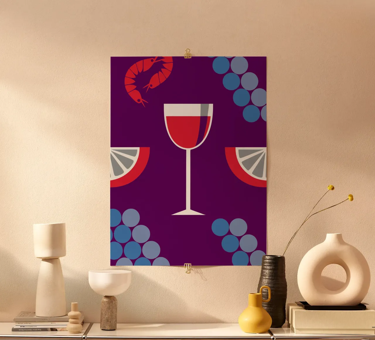 Succo d'uva e limone poster con telaio in legno da LOOK DIFFERENT