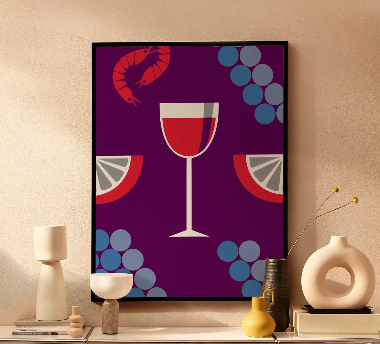 Succo d'uva e limone poster con telaio in legno da LOOK DIFFERENT