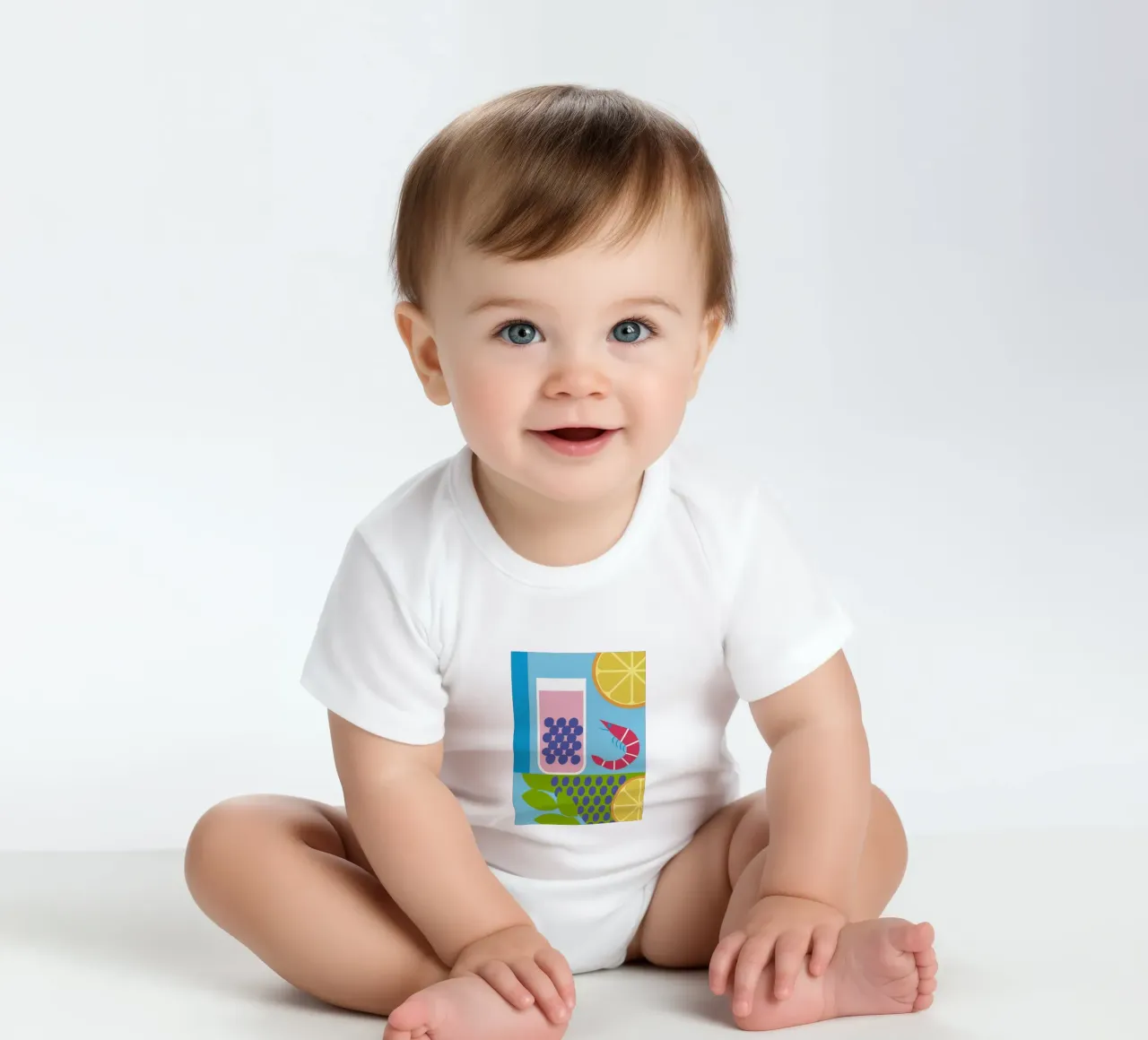 Gamberi al limone Uva body neonato maniche corte da LOOK DIFFERENT