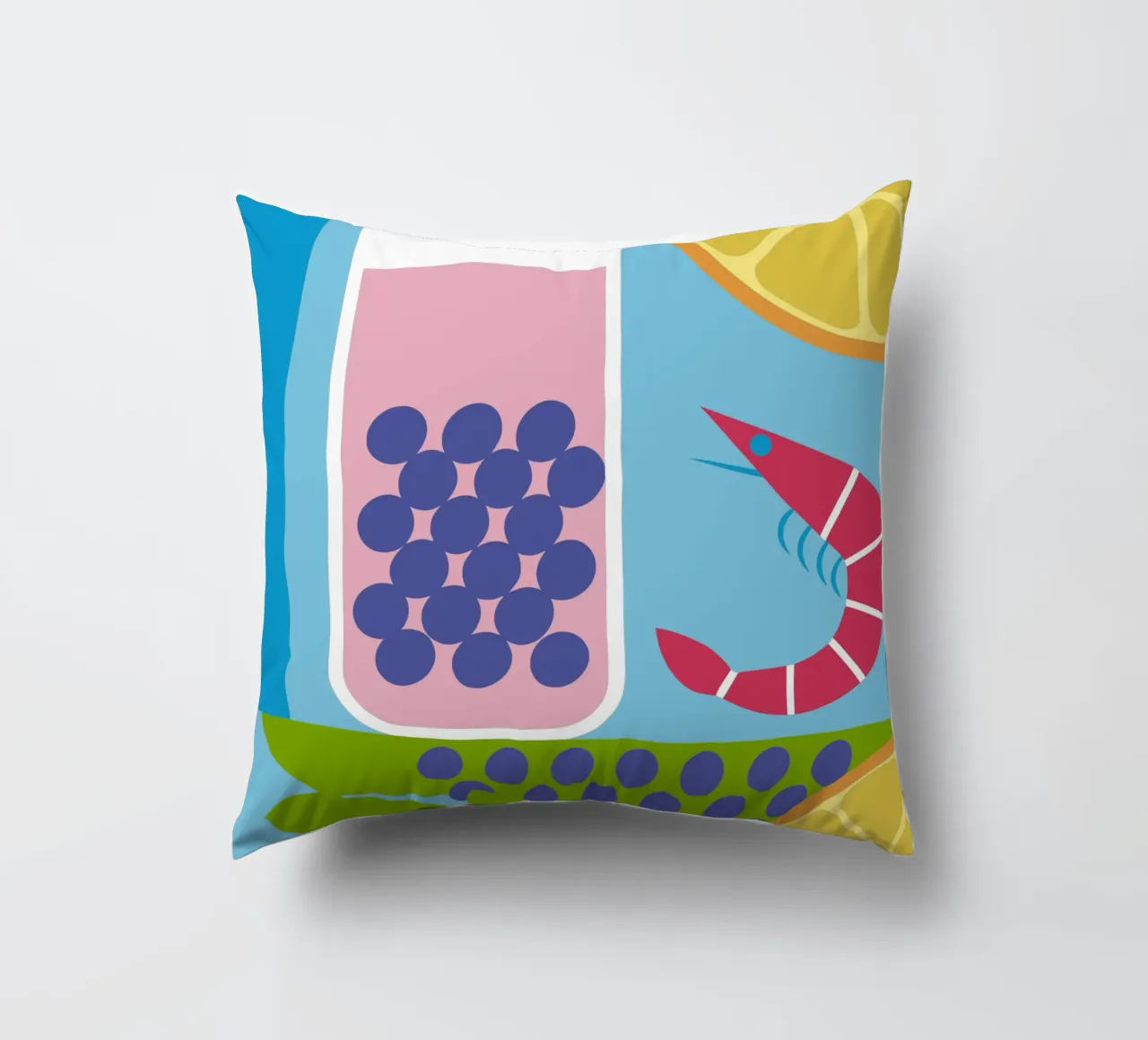 Gamberi al limone Uva cuscino da LOOK DIFFERENT