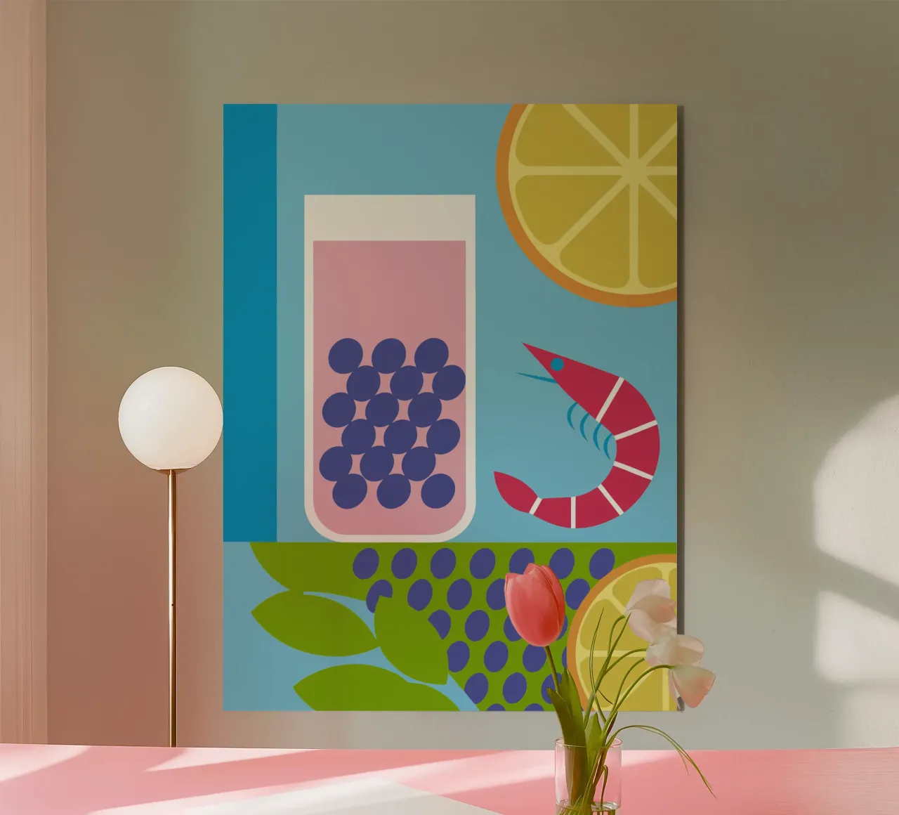 Gamberi al limone Uva alluminio dibond da LOOK DIFFERENT