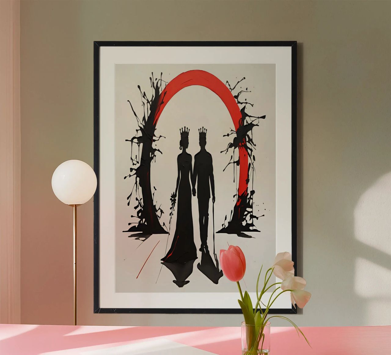 Minimalist King And Queen Abstract Royal Couple Silhouette poster by Cold Wild