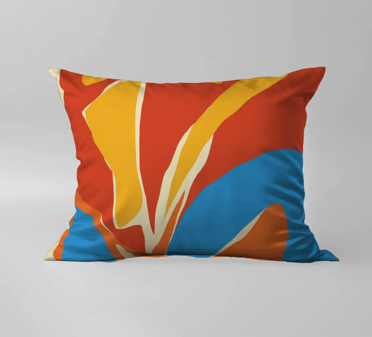 Dynamic abstract shapes decorative cushion by Little Dean