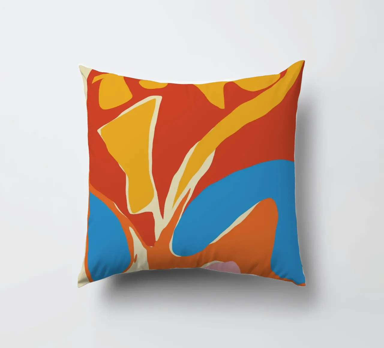 Dynamic abstract shapes decorative cushion by Little Dean