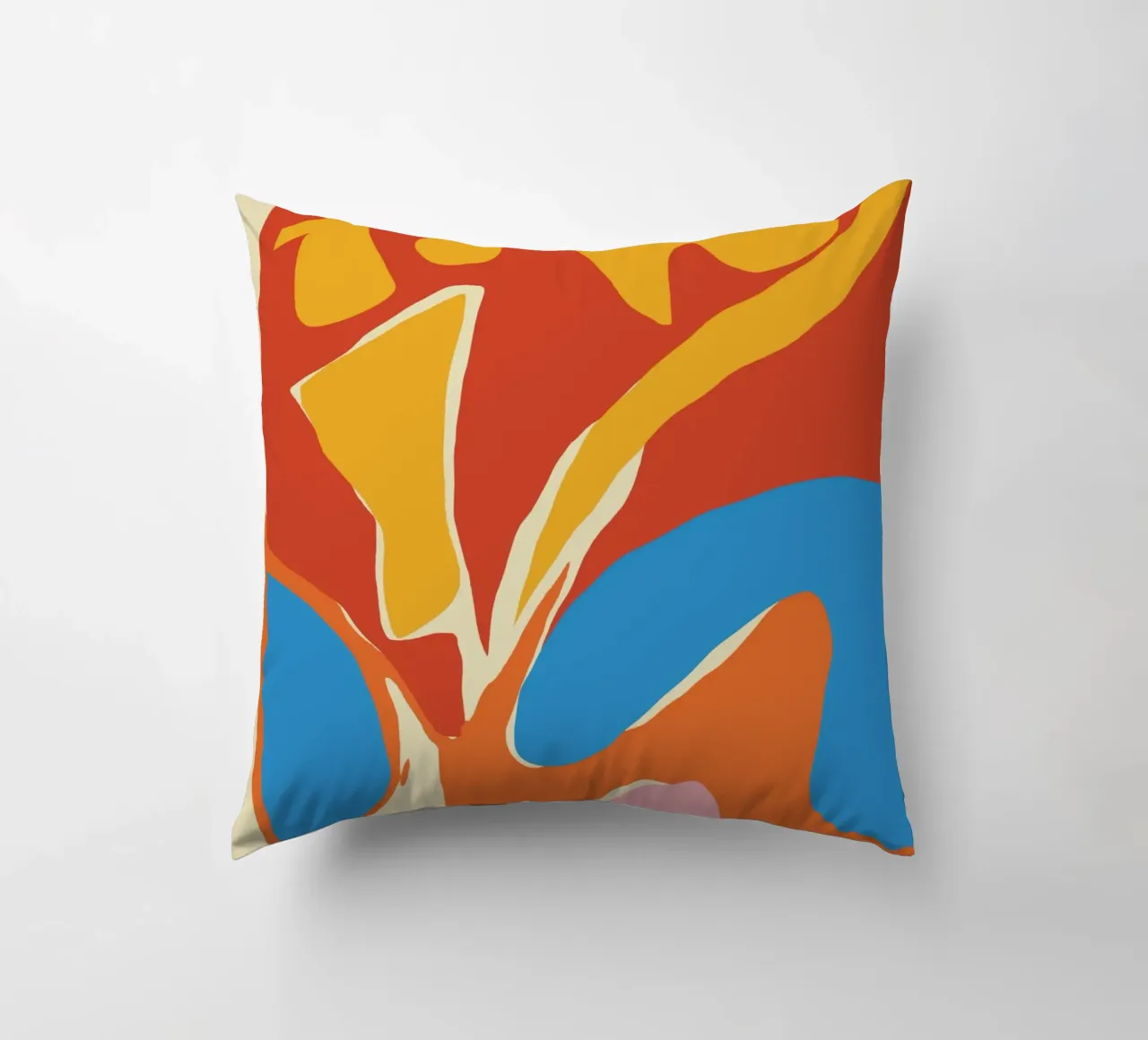 Dynamic abstract shapes decorative cushion by Little Dean