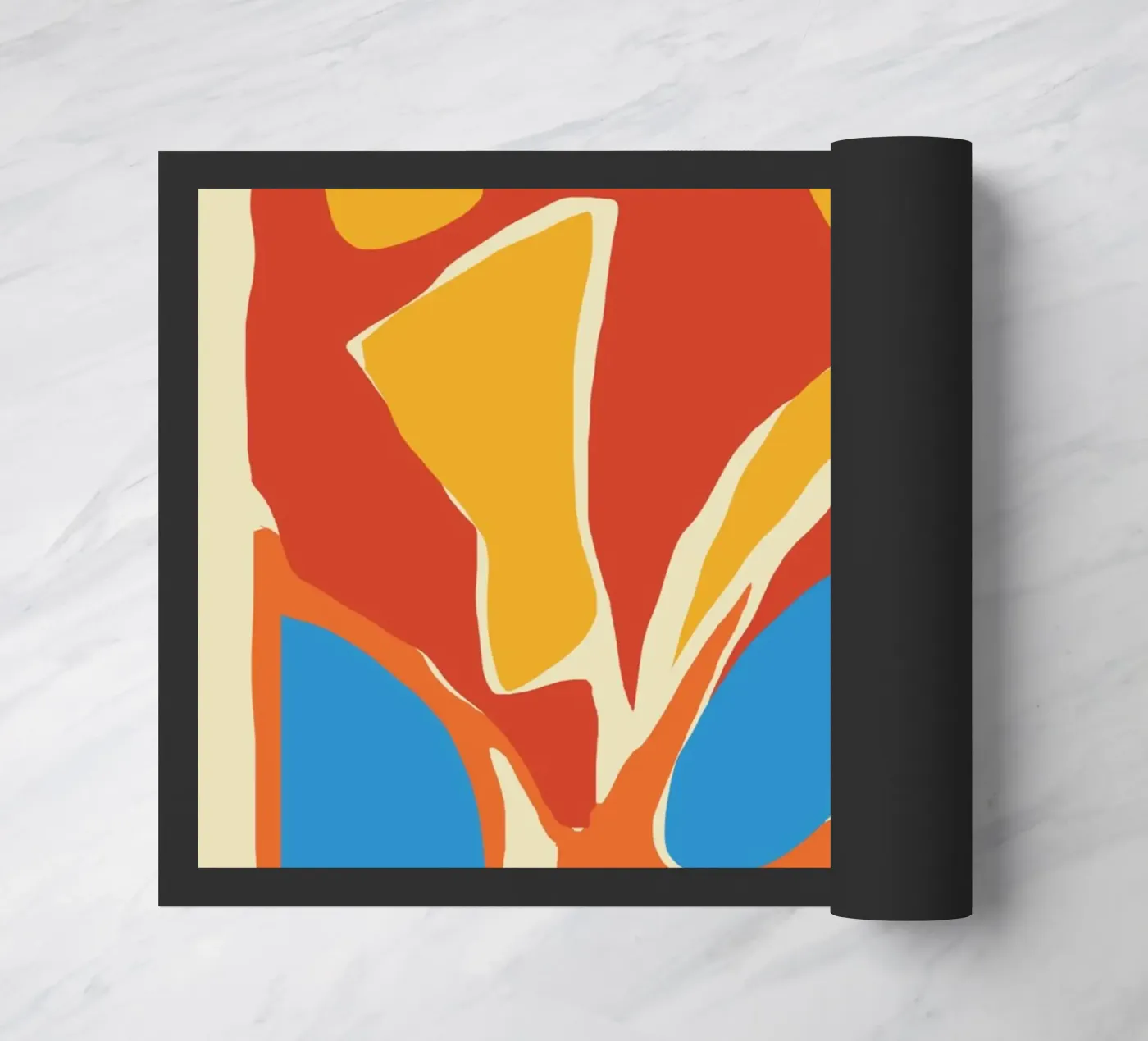 Dynamic abstract shapes doormat by Little Dean