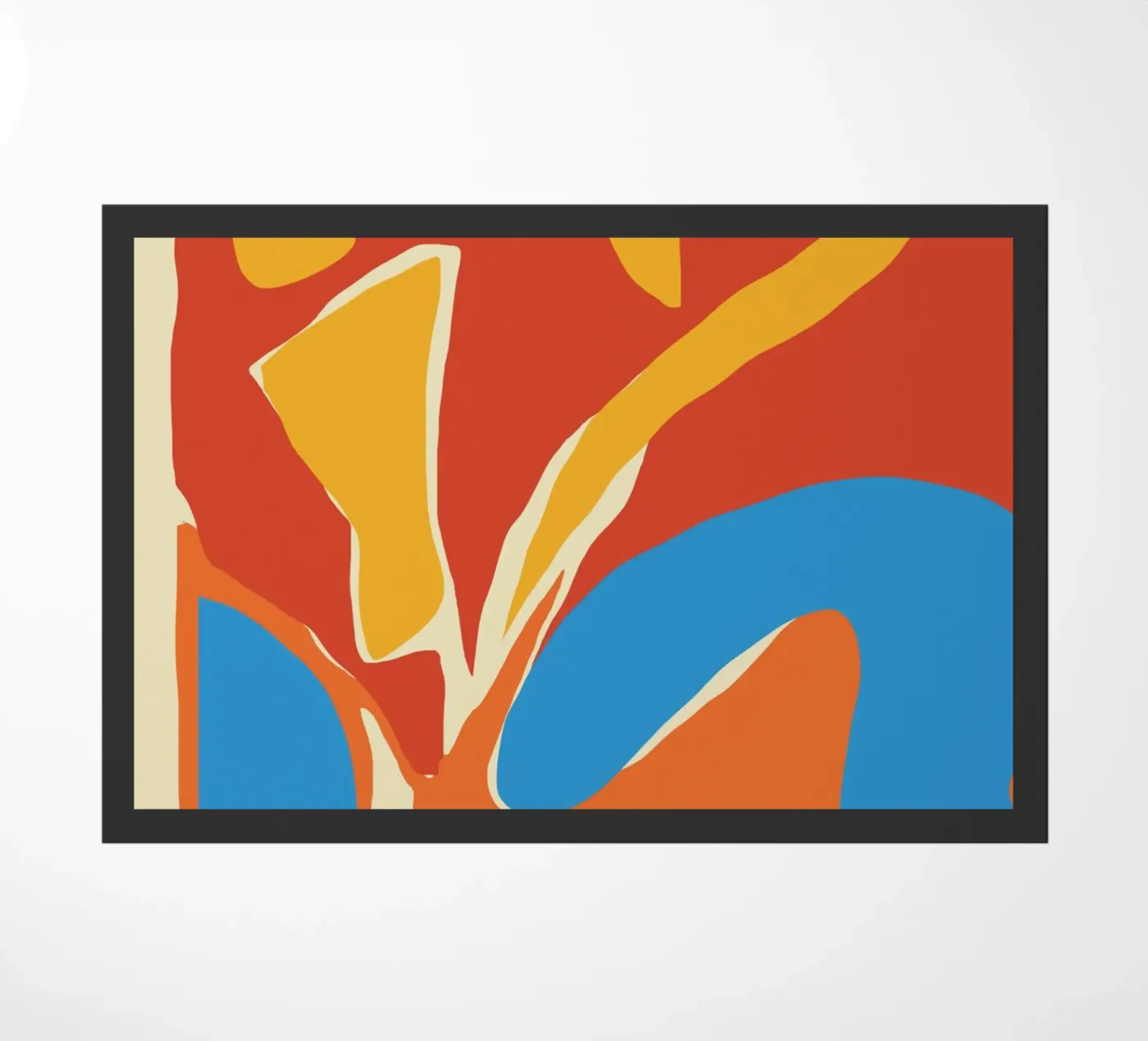 Dynamic abstract shapes doormat by Little Dean