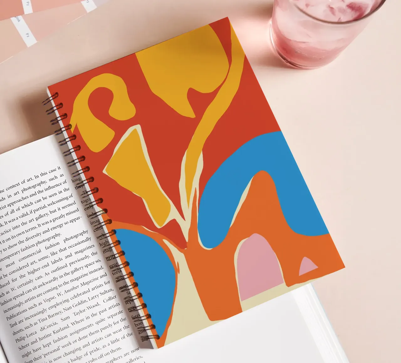 Dynamic abstract shapes spiral notebook by Little Dean