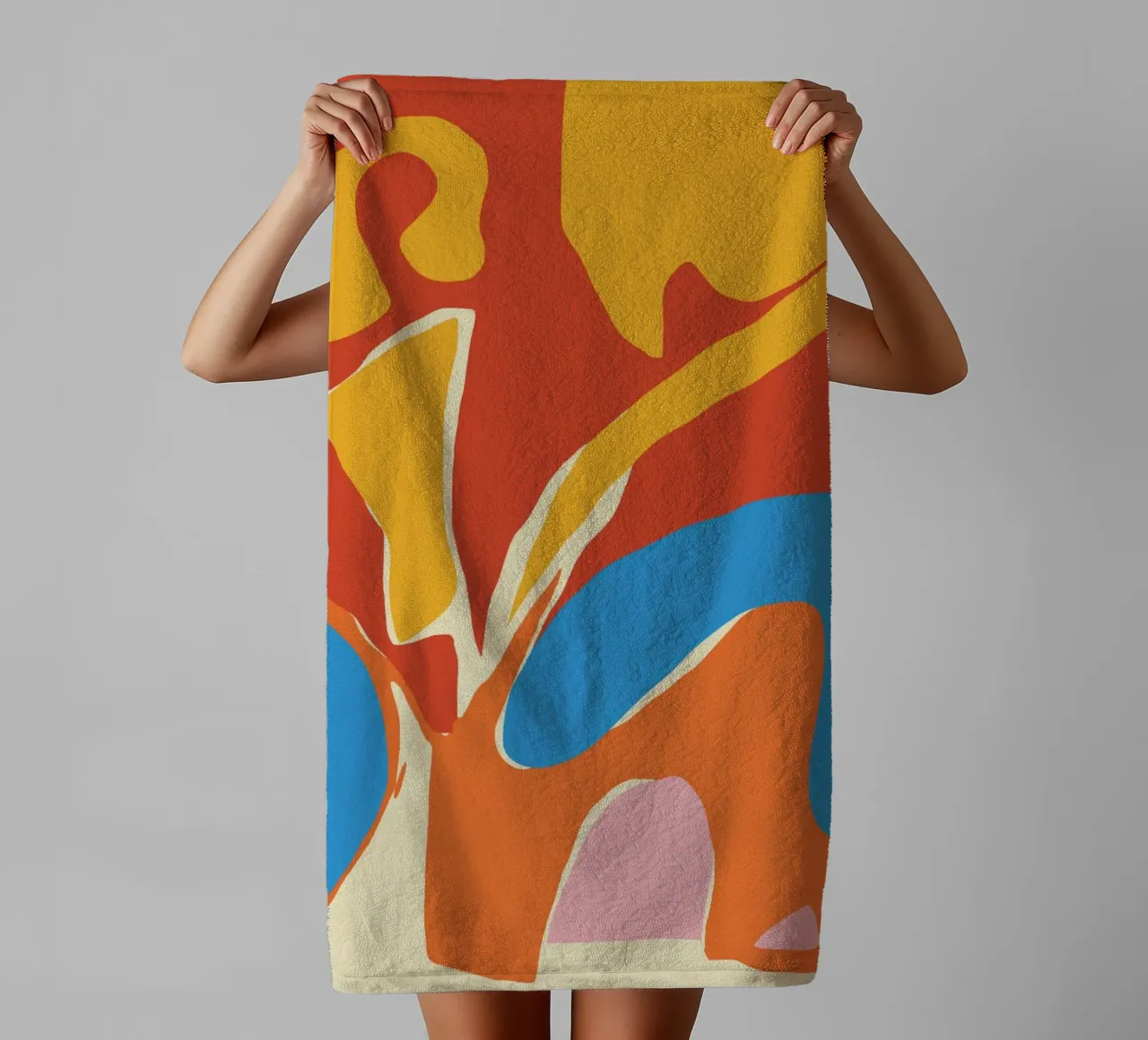Dynamic abstract shapes towel by Little Dean