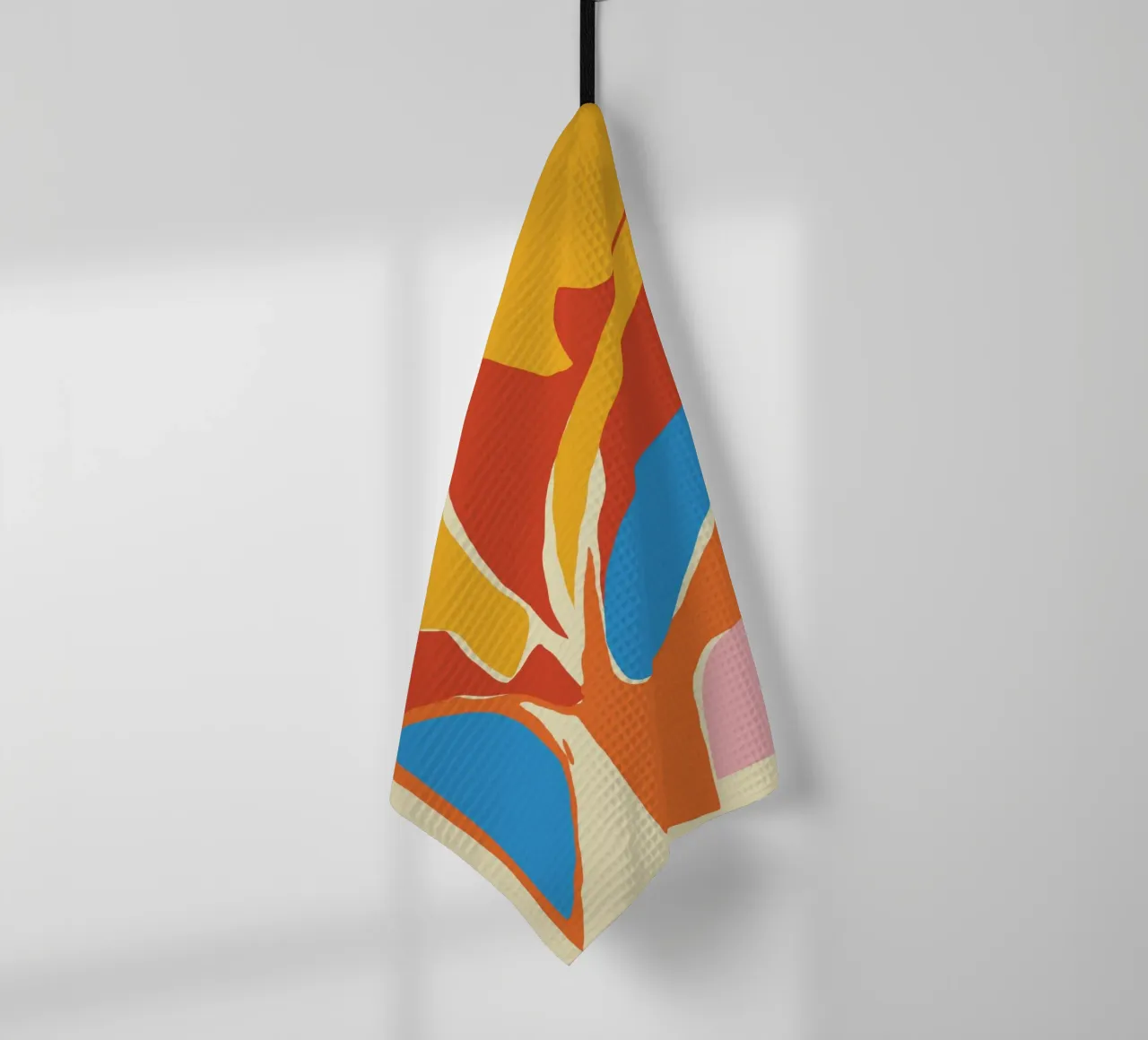 Dynamic abstract shapes tea towel by Little Dean