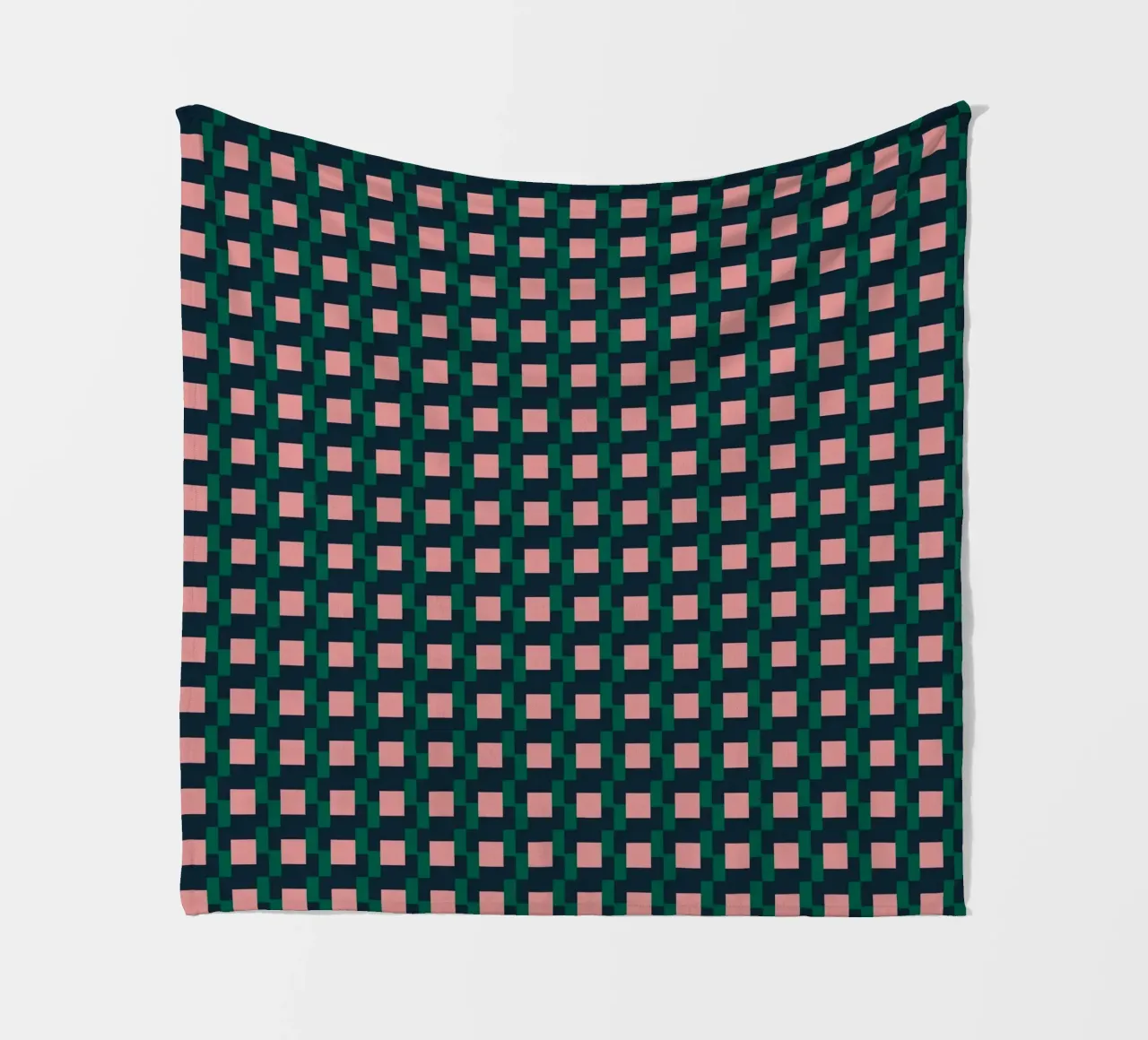 Checkered grid pink and blue fleece blanket by Little Dean