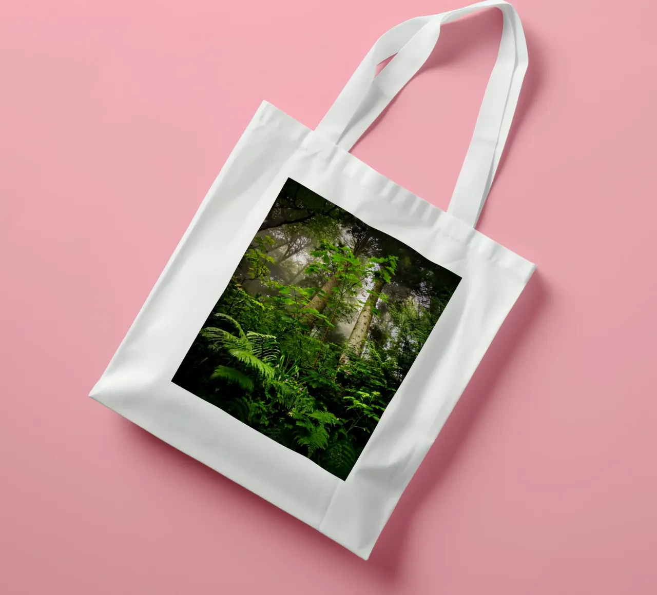 Forest #01: Emerald Canopy - Misty Forest Serenity borsa in juta da zenitt