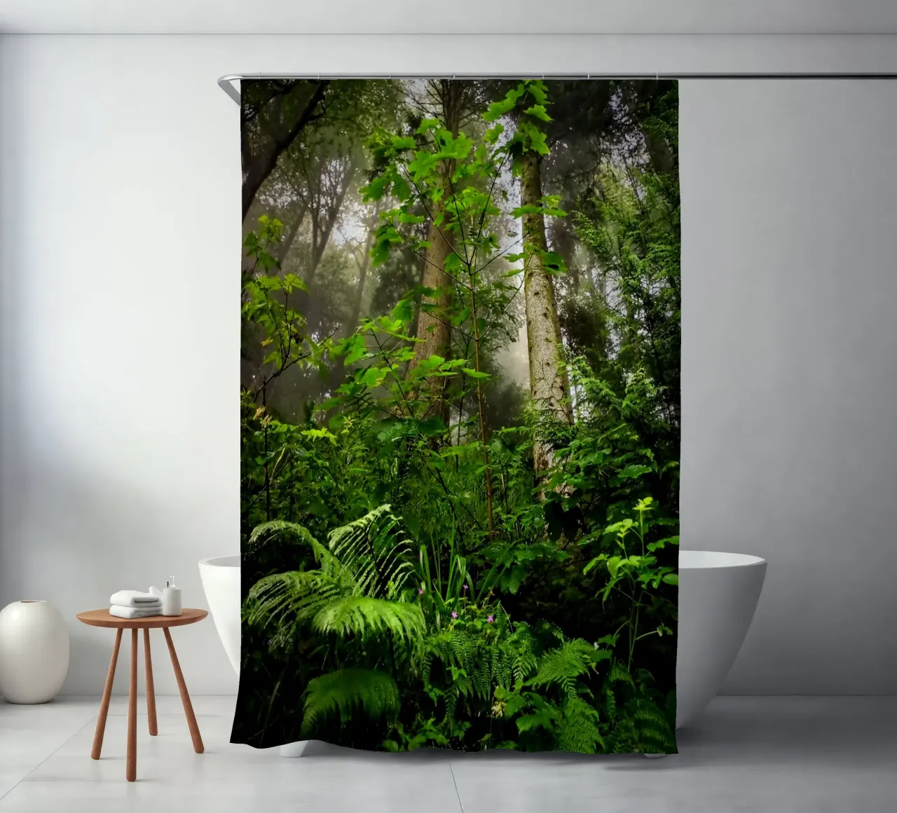 Forest #01: Emerald Canopy - Misty Forest Serenity tenda da doccia da zenitt