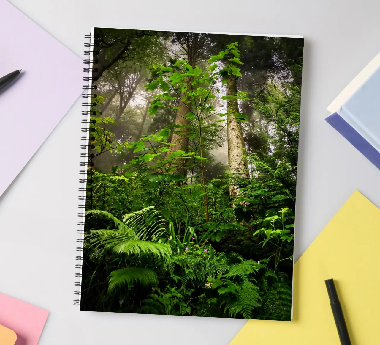 Forest #01: Emerald Canopy - Misty Forest Serenity spiral notebook by zenitt