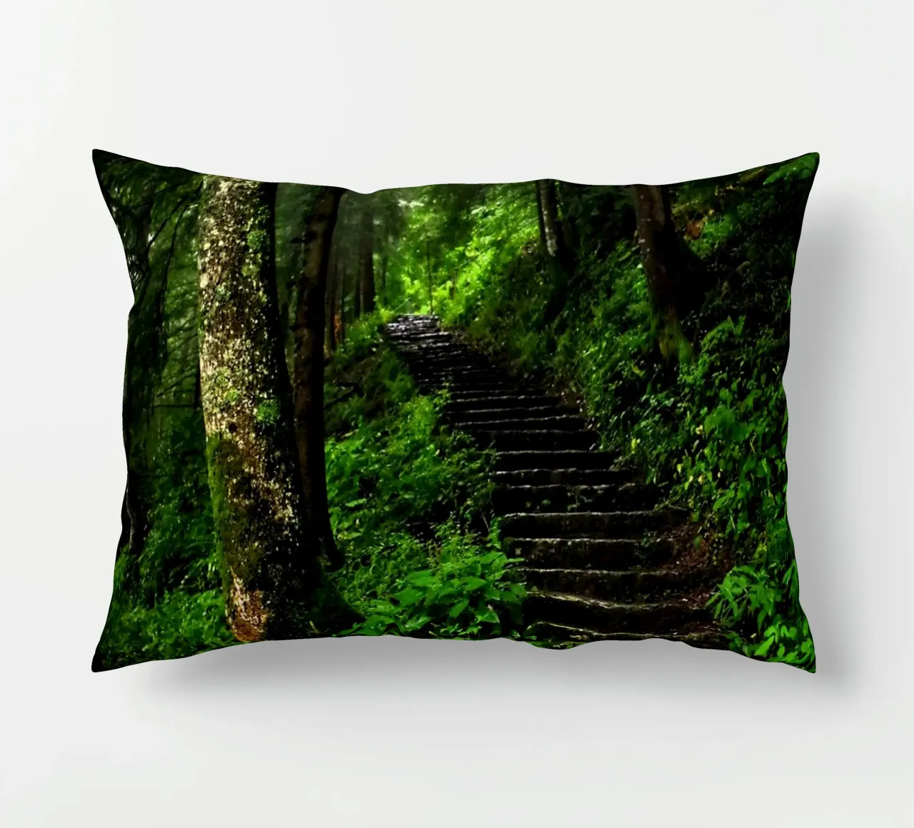 Forest #02: The Ascent - A Mossy Stairway cuscino da zenitt