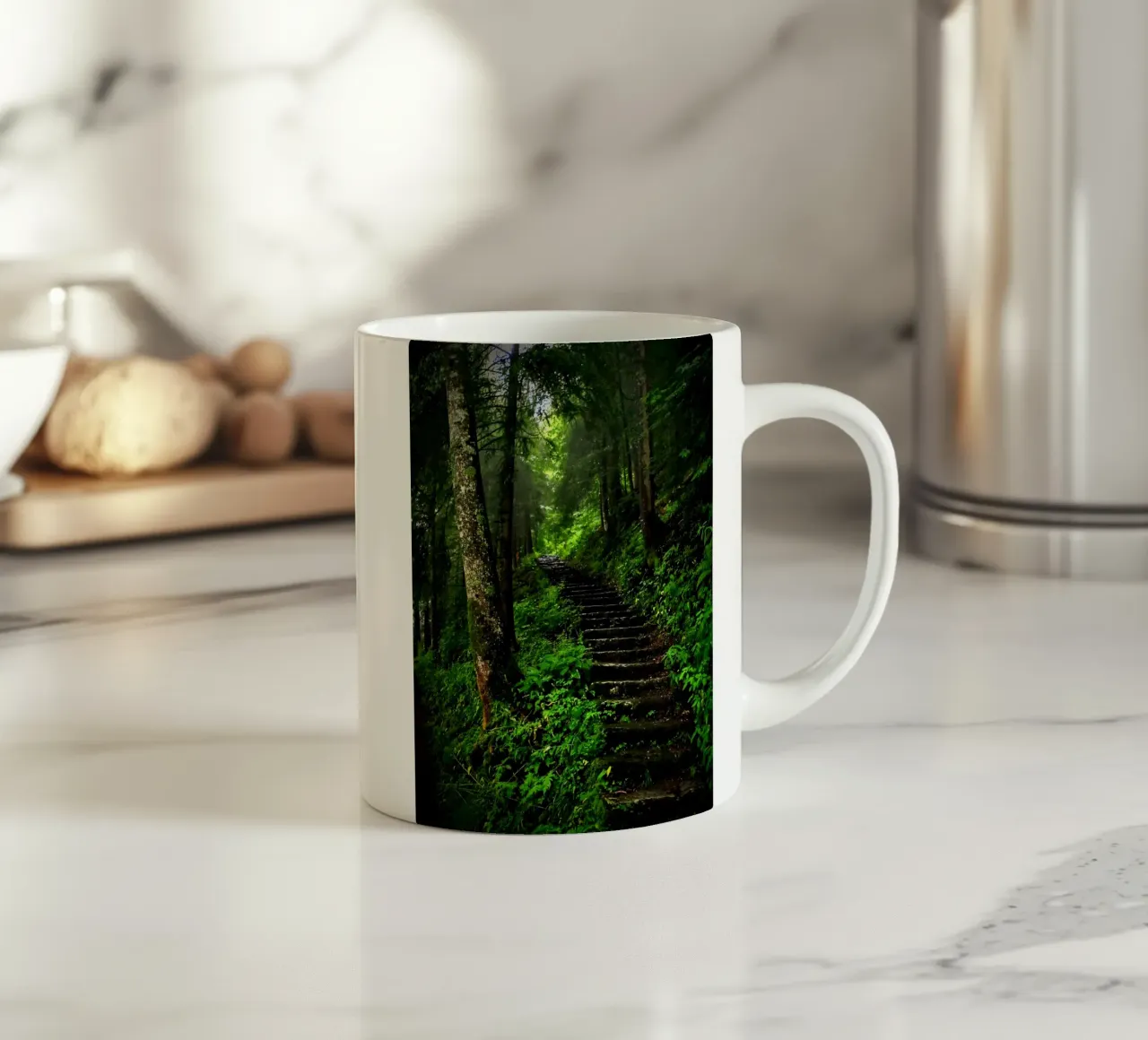 Forest #02: The Ascent - A Mossy Stairway tazza in ceramica da zenitt