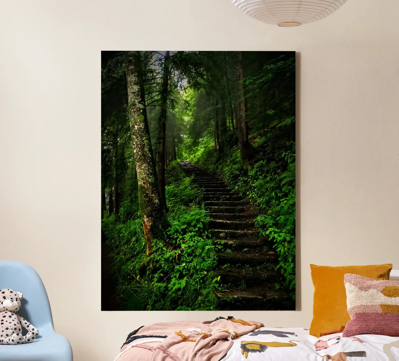 Forest #02: The Ascent - A Mossy Stairway canvas by zenitt