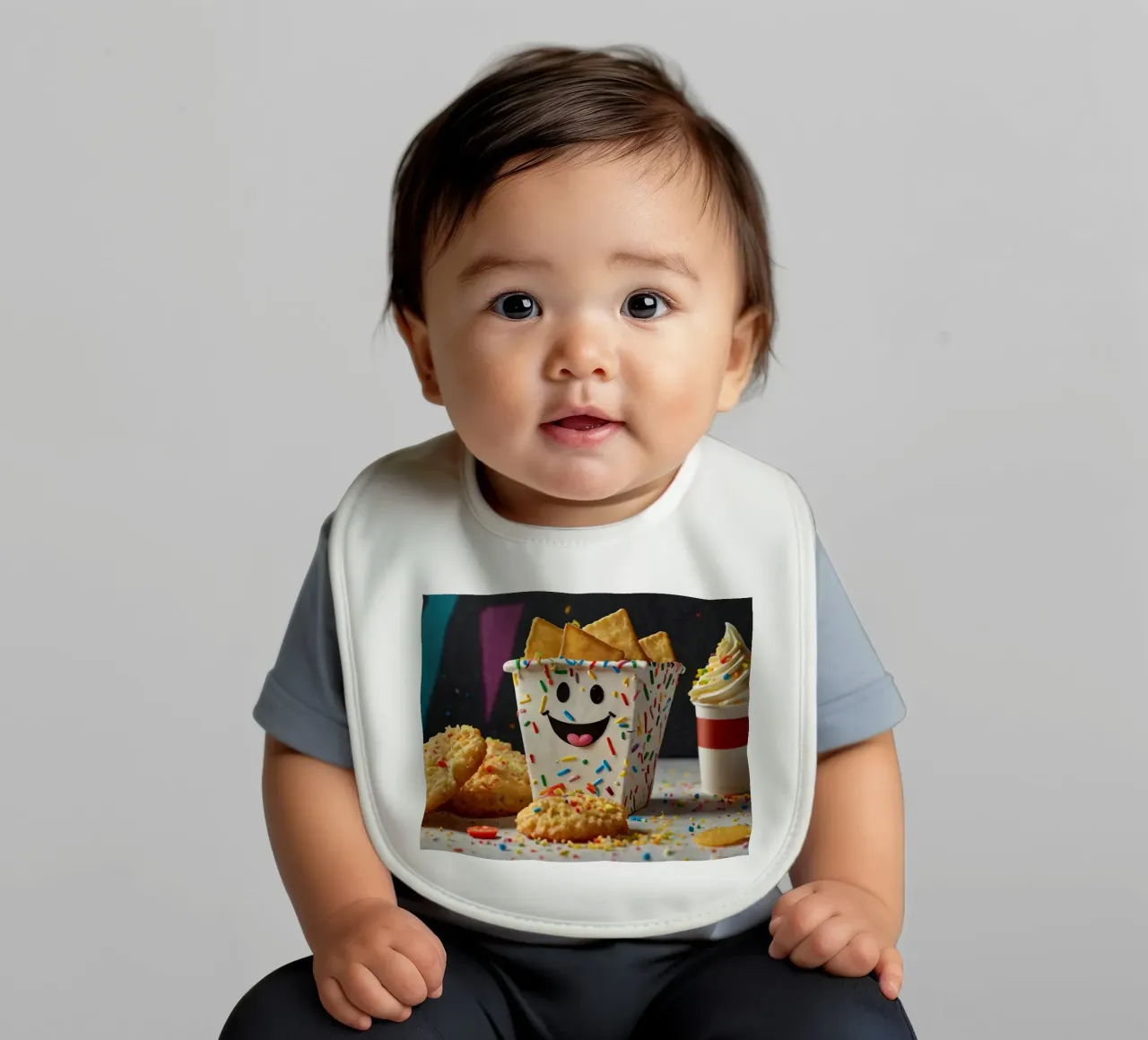 scena del dessert con un allegro contenitore pieno di bavaglino da DesignDoodle