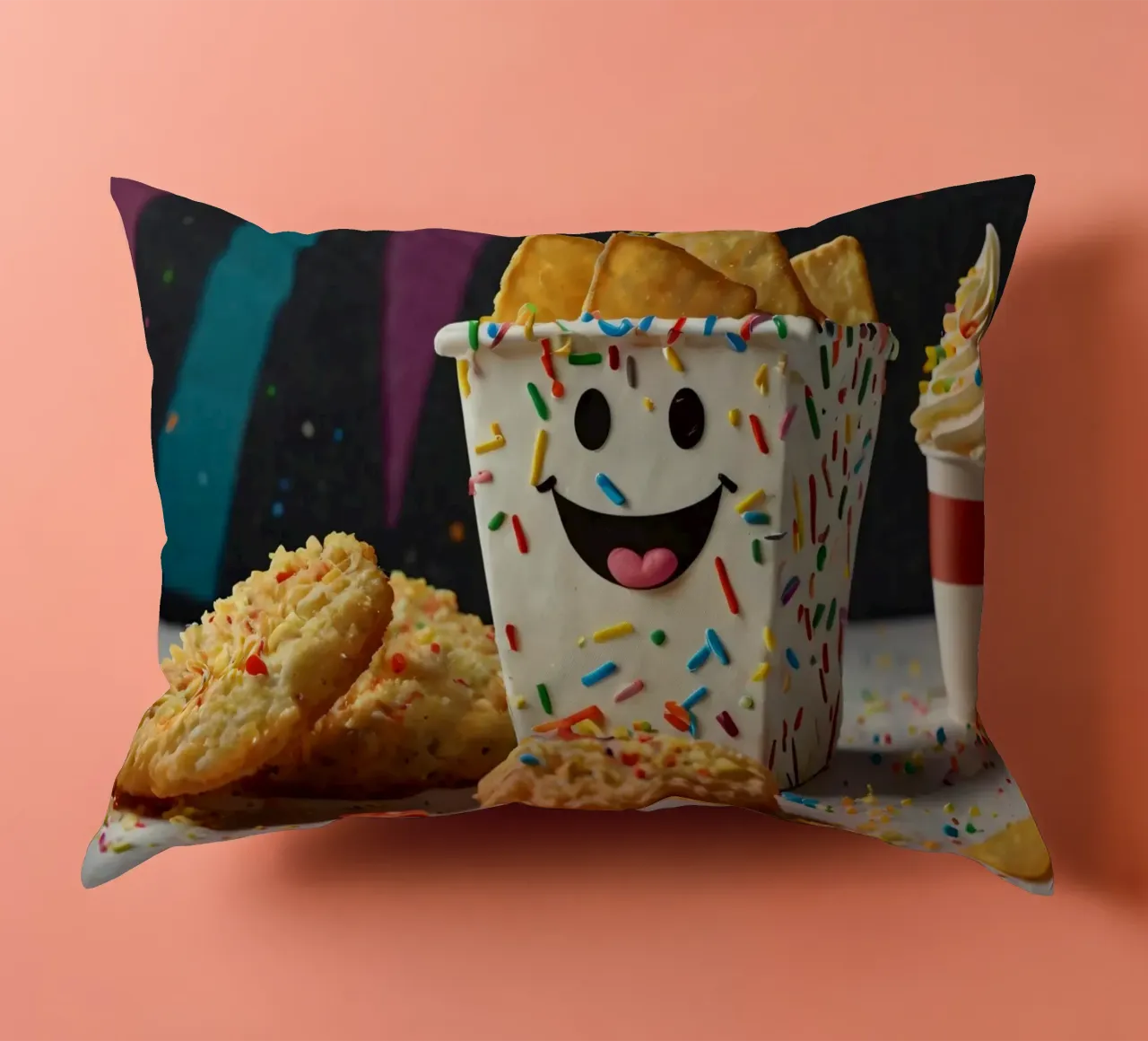 scena del dessert con un allegro contenitore pieno di cuscino da DesignDoodle