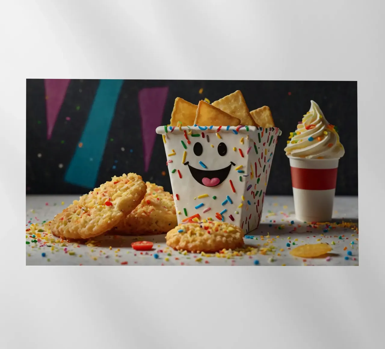 scena del dessert con un allegro contenitore pieno di pellicola backlit da DesignDoodle
