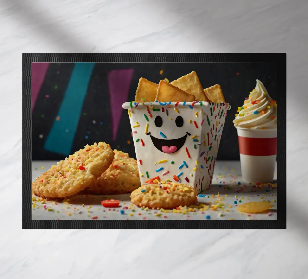 scena del dessert con un allegro contenitore pieno di zerbino da DesignDoodle