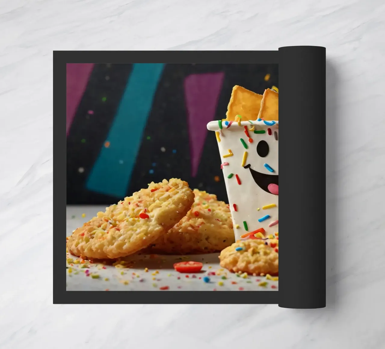 scena del dessert con un allegro contenitore pieno di zerbino da DesignDoodle