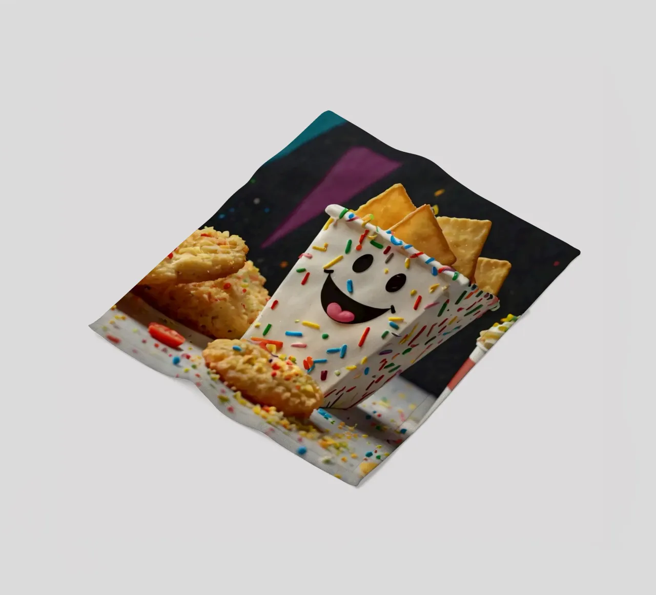 scena del dessert con un allegro contenitore pieno di coperta in pile da DesignDoodle