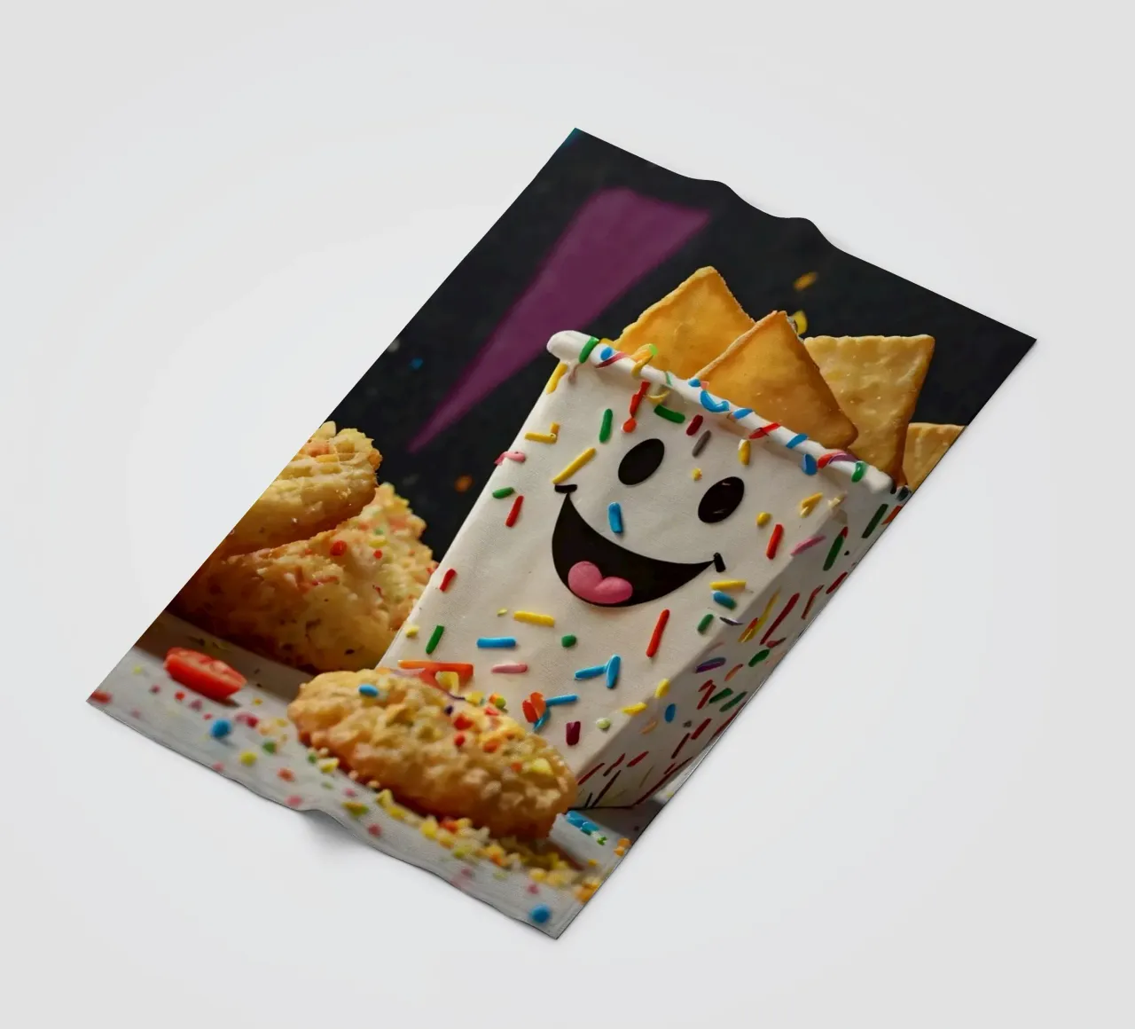 scena del dessert con un allegro contenitore pieno di coperta in pile da DesignDoodle