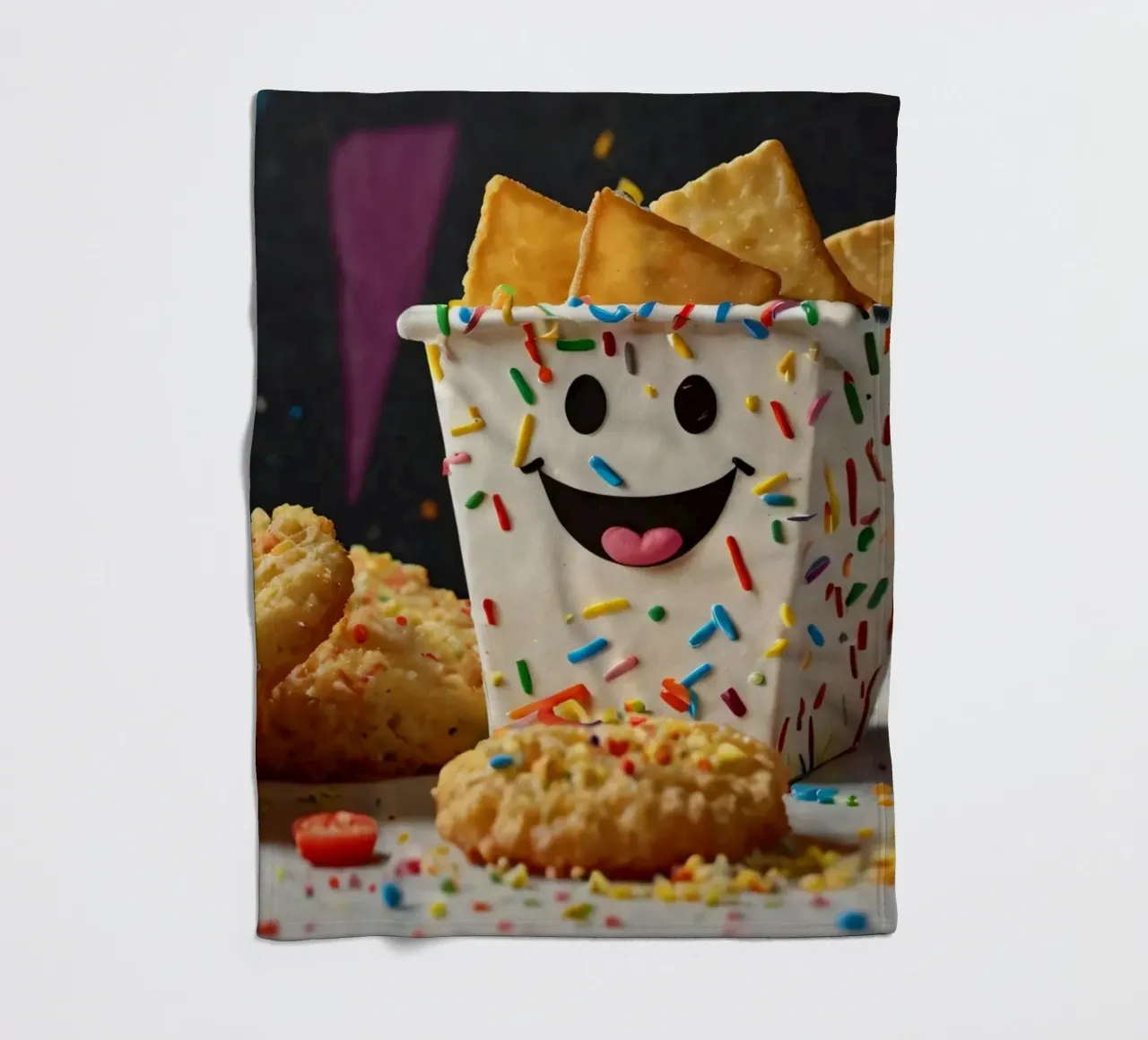 scena del dessert con un allegro contenitore pieno di coperta in pile da DesignDoodle