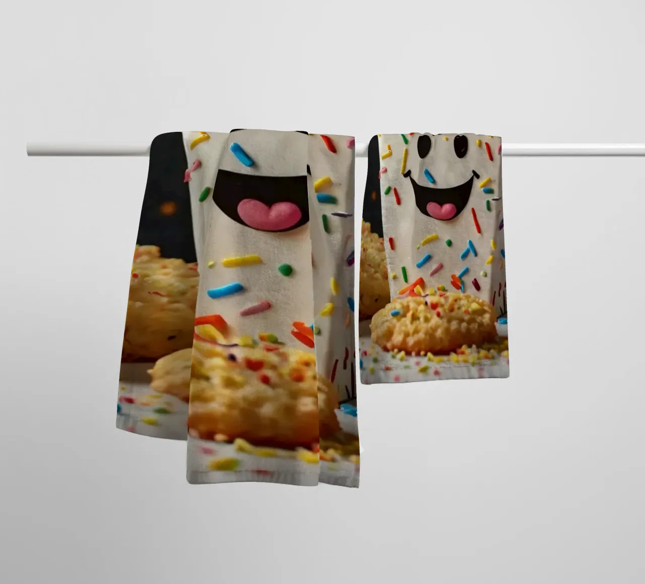 scena del dessert con un allegro contenitore pieno di asciugamano da bagno da DesignDoodle