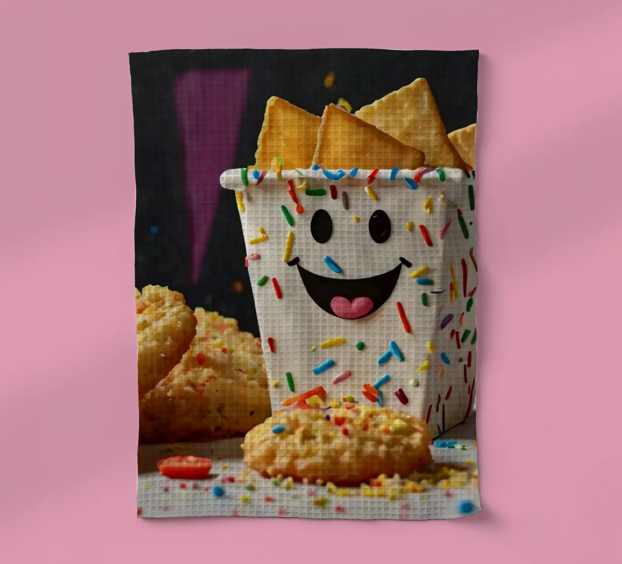 scena del dessert con un allegro contenitore pieno di canovaccio da cucina da DesignDoodle
