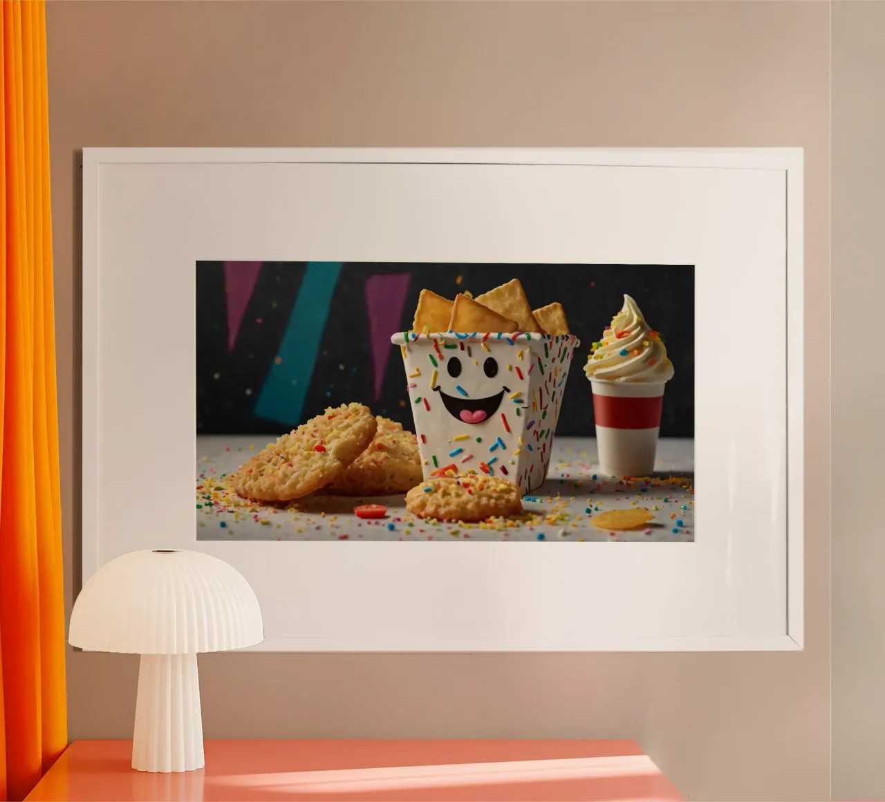scena del dessert con un allegro contenitore pieno di carta hahnemühle da DesignDoodle
