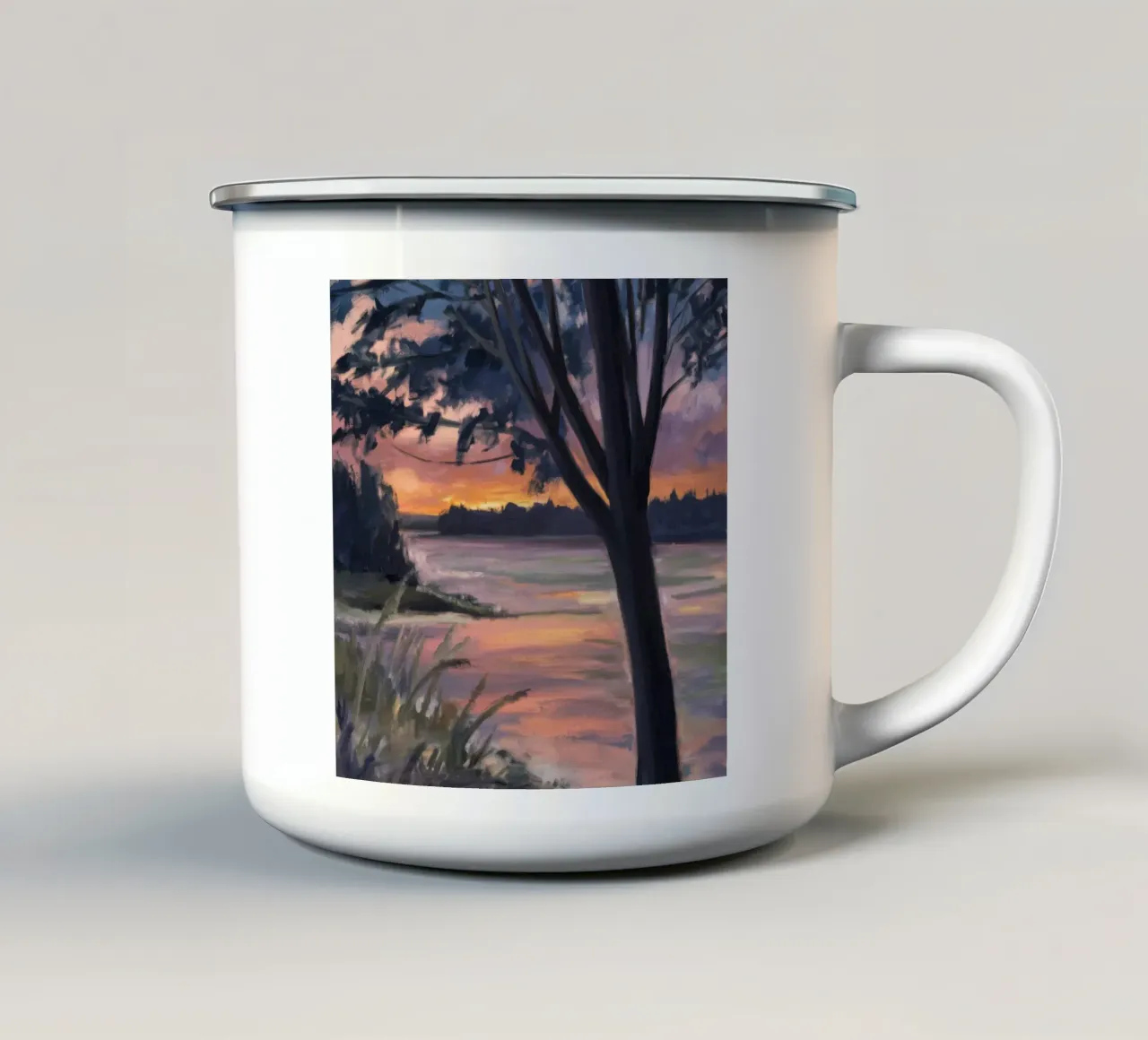 Tramonto Silhouette Break tazza in smalto da Solestice Strokes