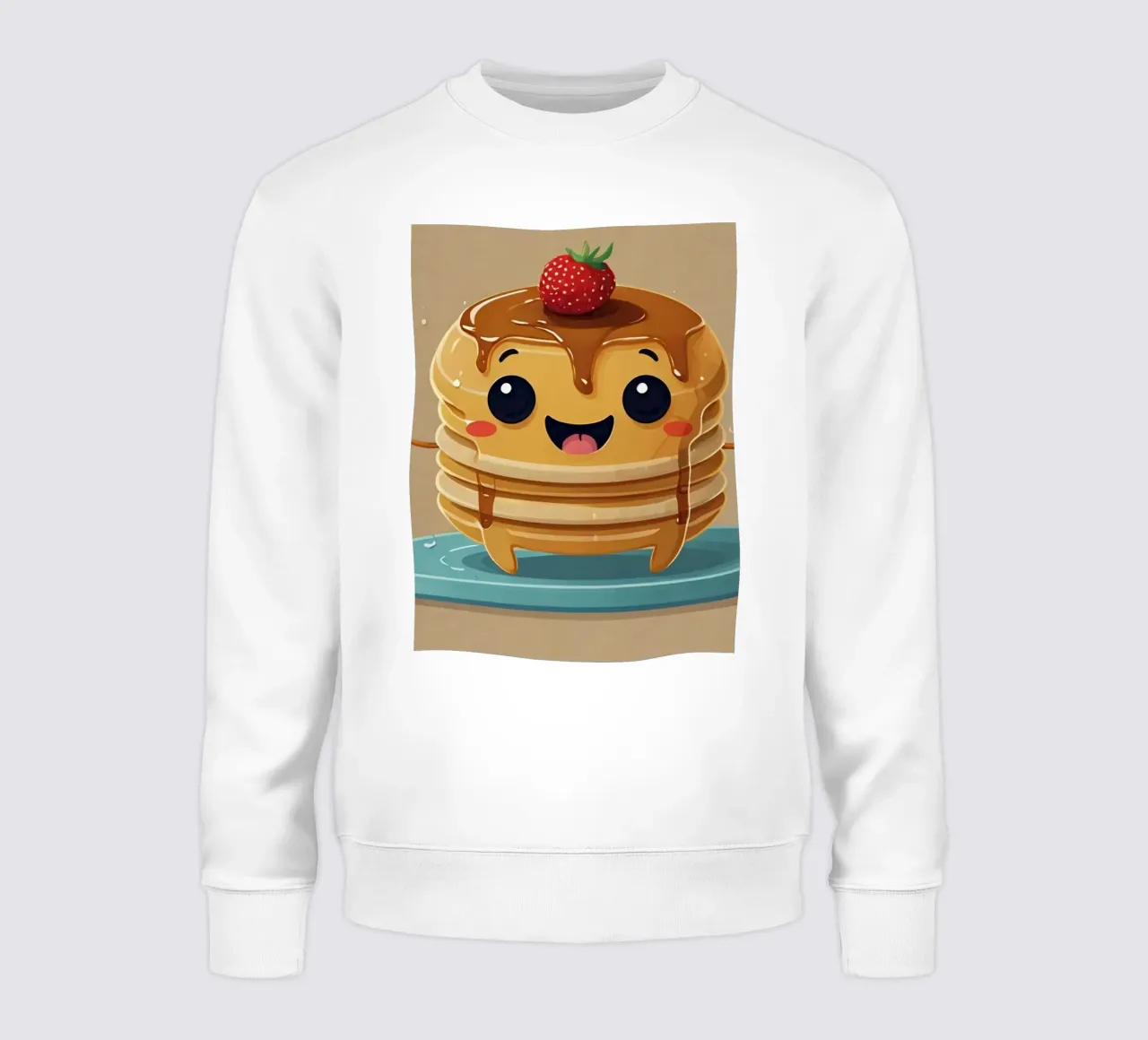 Mignon personnage de crêpe animé avec sirop et fraise sweat de DesignDoodle